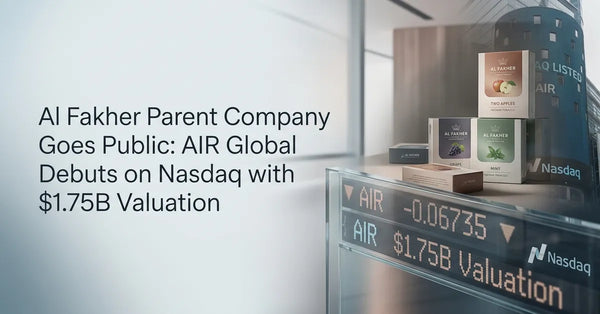 Nasdaq ticker display showing AIIR stock symbol for AIR Global, parent company of Al Fakher hookah tobacco.