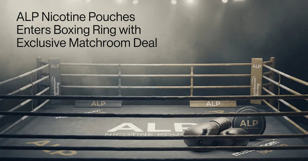 A professional boxing ring with ALP nicotine pouch branding during a major match at Croke Park.
