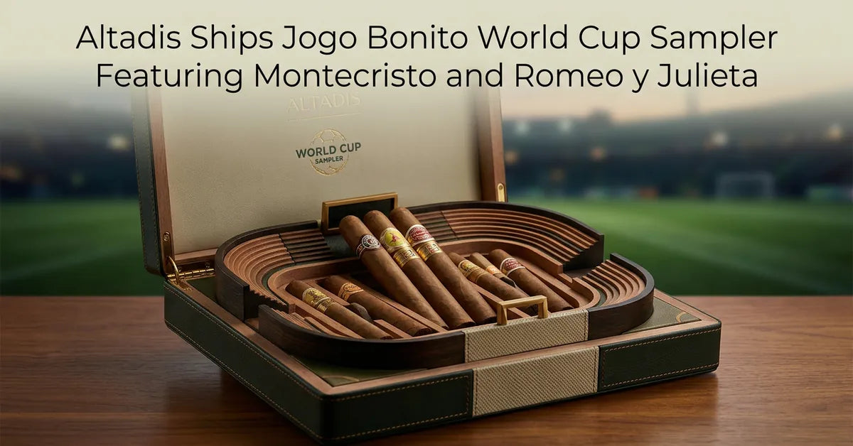 Altadis Jogo Bonito World Cup 2026 Cigar Sampler box featuring premium Nicaraguan cigars.