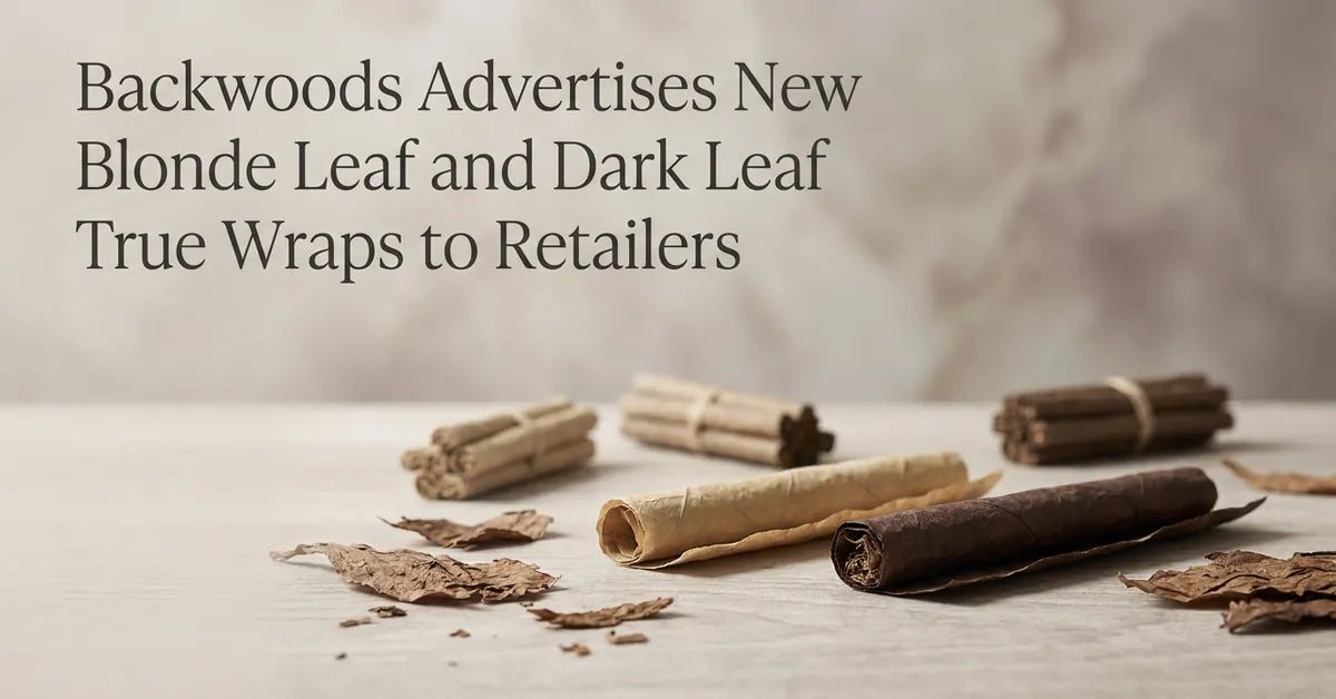 Close-up of natural tobacco leaves and wraps representing the Backwoods True Wraps product line expansion.