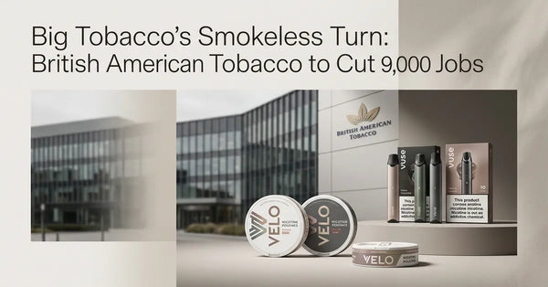 British American Tobacco corporate branding alongside modern smokeless nicotine products.