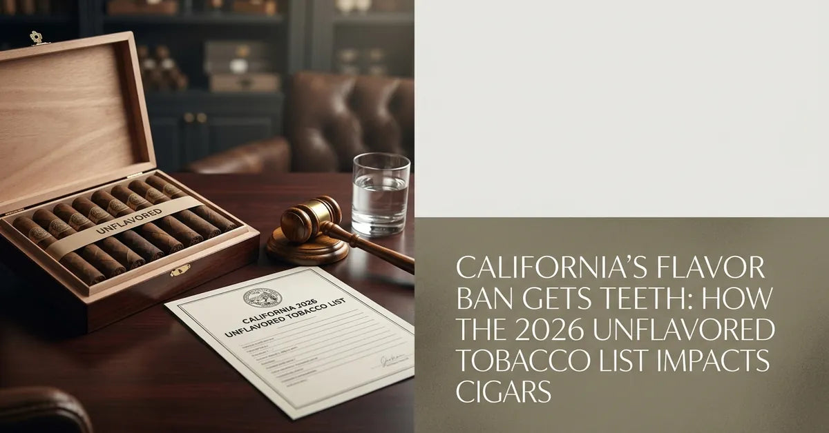 A gavel and legal documents representing California's new tobacco registry and flavor ban enforcement.