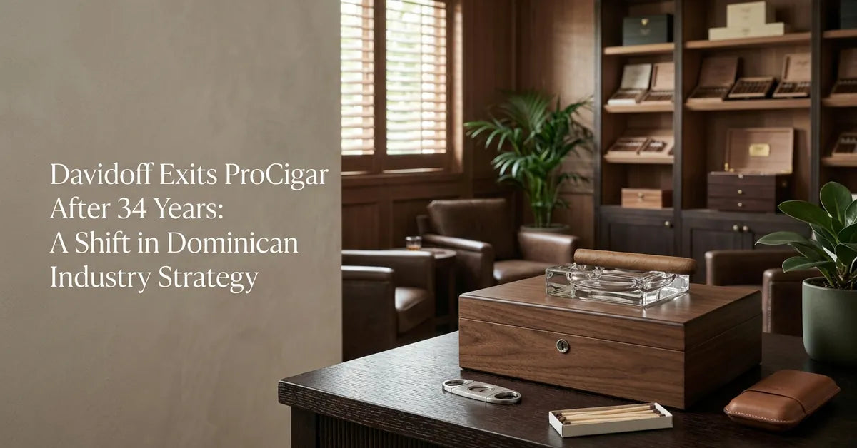 A premium cigar resting in a luxury lounge setting, representing the Dominican cigar industry.