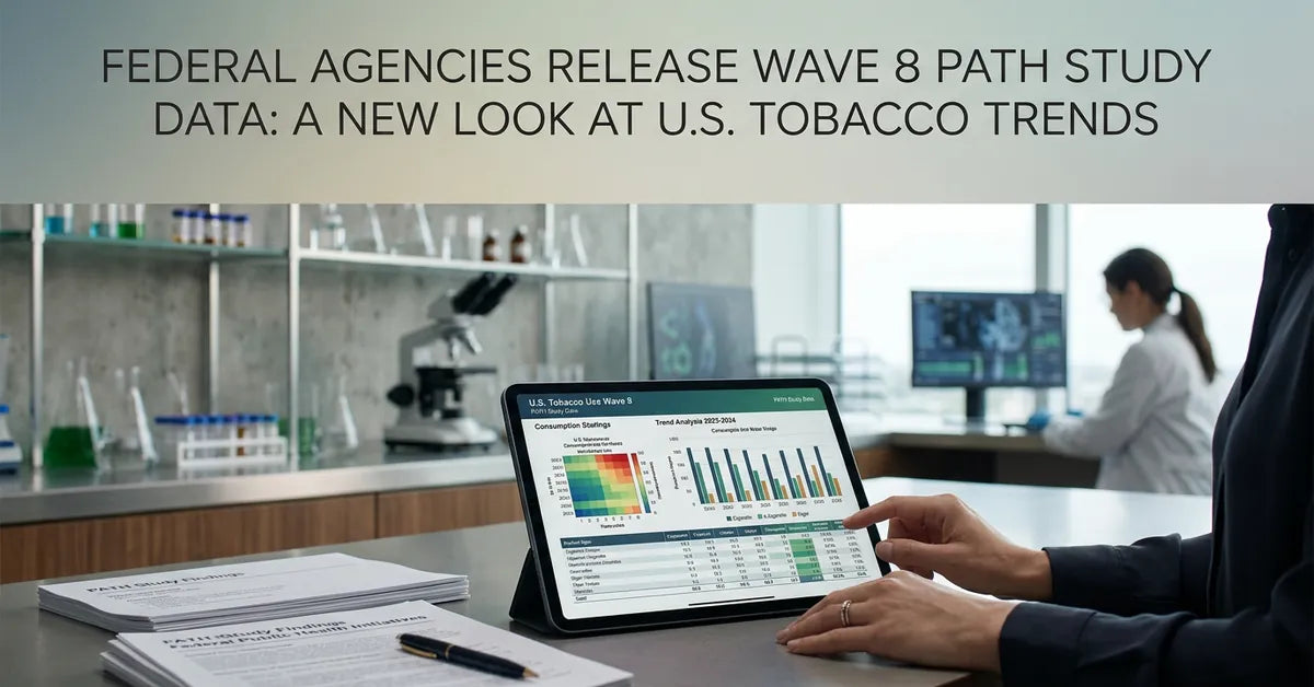 A digital tablet displaying data charts representing the PATH study results on tobacco and nicotine use.