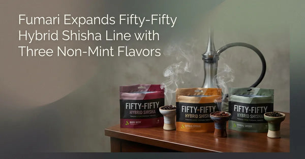 A sophisticated hookah setup with soft smoke, representing the new Fumari Fifty-Fifty hybrid tobacco line.