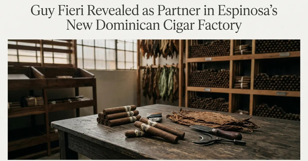 Interior of a premium cigar factory showing tobacco processing and aging areas.