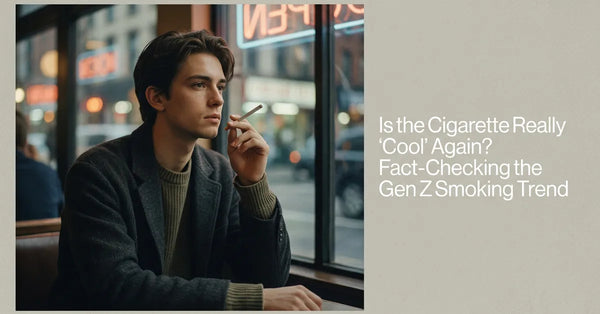 A stylized image representing the contrast between the aesthetic glamorization of smoking and declining statistical data.