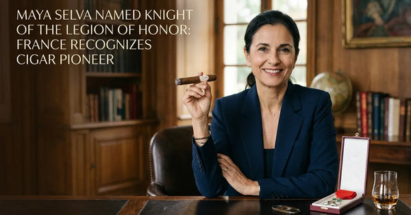 Maya Selva, founder of Maya Selva Cigars, recognized with the French Legion of Honor.