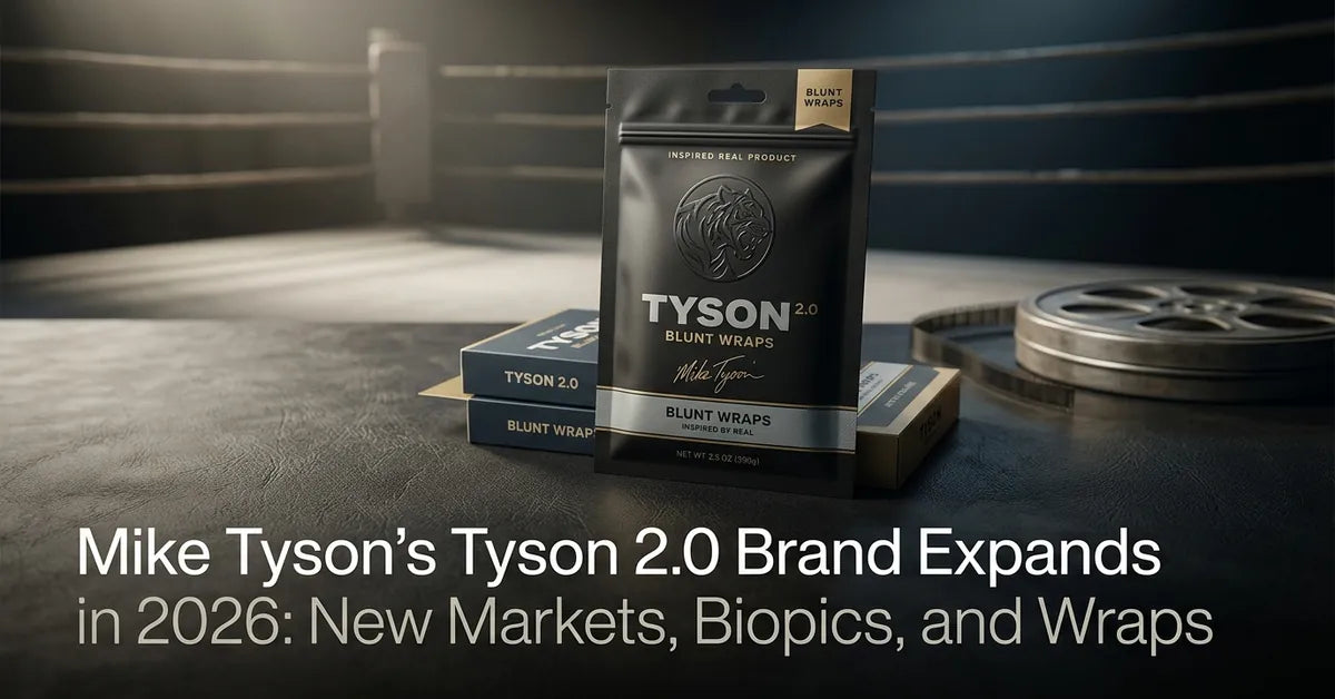 Tyson 2.0 branded smoking accessories and wraps displayed with professional editorial lighting.