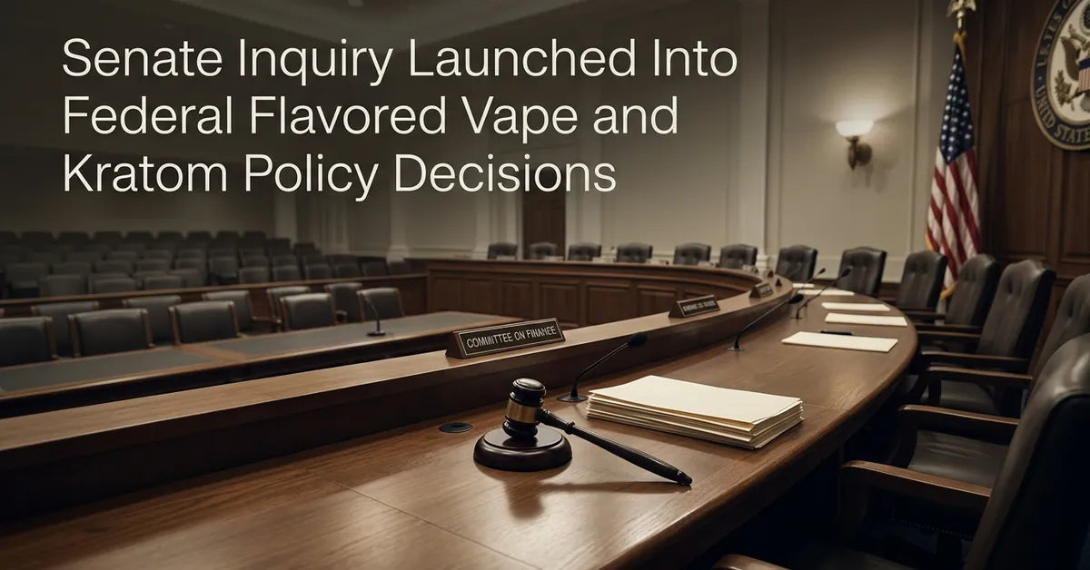 The U.S. Senate Finance Committee hearing room, symbolizing the inquiry into nicotine and kratom policy.