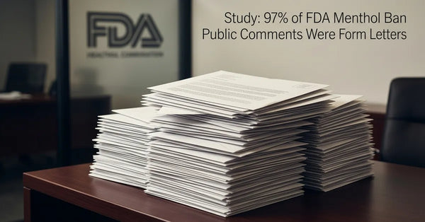 A massive stack of identical letters representing the 246,808 public comments submitted to the FDA regarding the menthol ban.