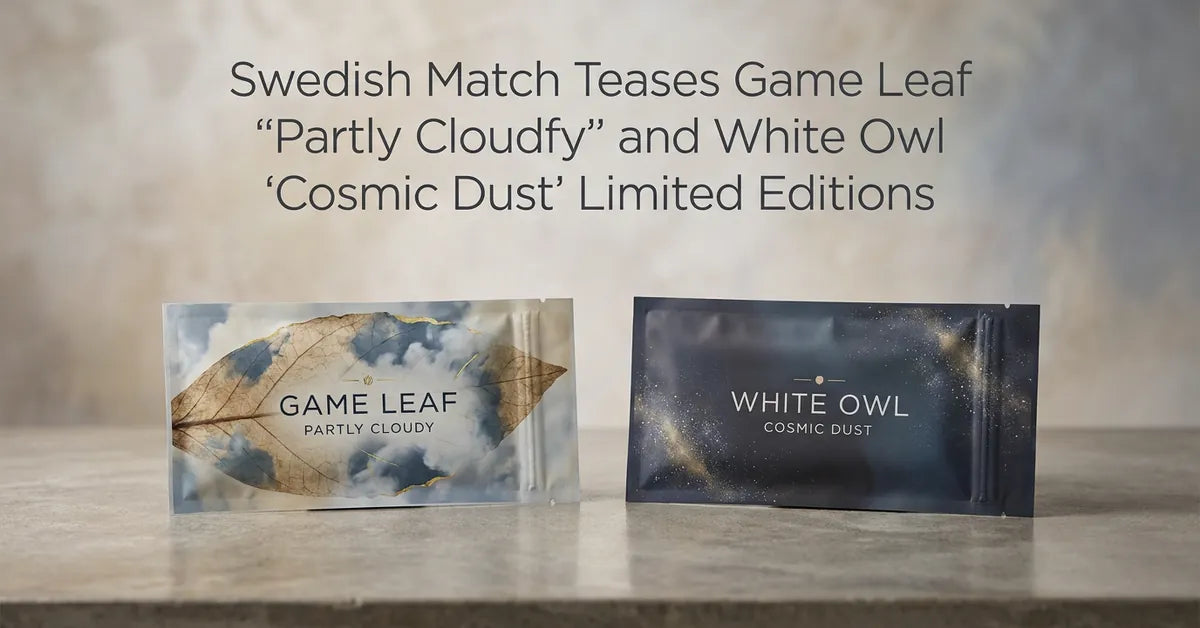 Teaser graphic for Game Leaf Partly Cloudy and White Owl Cosmic Dust limited edition cigarillos.