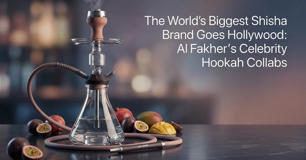 A modern glass hookah in a luxury lounge with neon lighting and exotic fruits.
