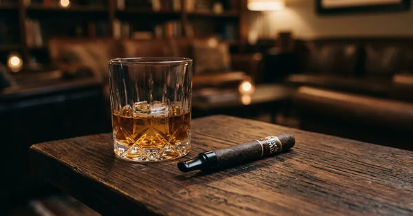 A Black and Mild cigar with a plastic tip resting on a wooden surface.