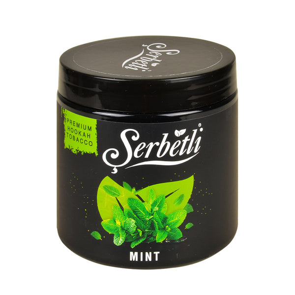 Close-up texture of Serbetli Mint honey-based blonde leaf shisha tobacco showing moisture and cut