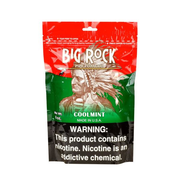 Big Rock Cool Mint Pipe Tobacco Ribbon Cut Texture and Packaging Detail