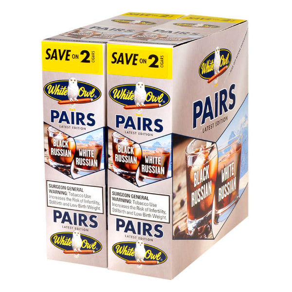 White Owl Pairs Black Russian and White Russian Foil Pouch Packaging Close-up