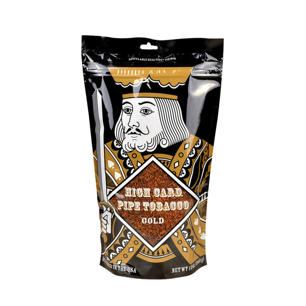 High Card Gold Pipe Tobacco 12oz Resealable Bag Front View - Mellow Blend