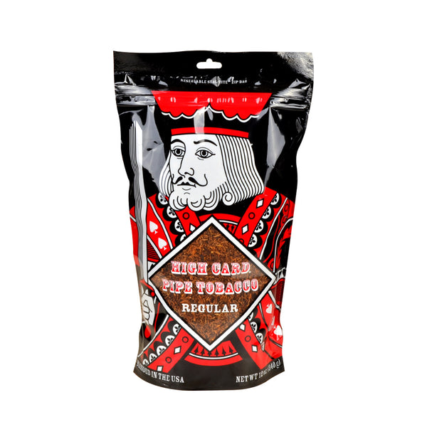 High Card Regular Pipe Tobacco 12oz Resealable Bag Front View - Premium Burley and Virginia Blend