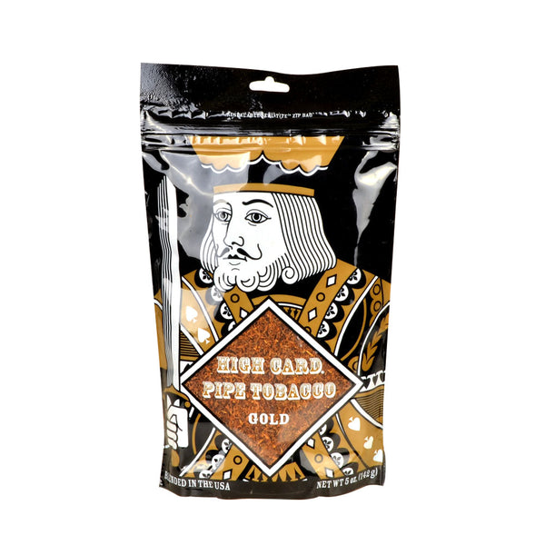 High Card Gold Pipe Tobacco Ribbon Cut Texture and Burley Virginia Leaf Detail