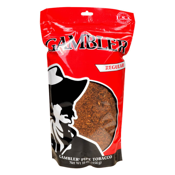 Gambler Regular Pipe Tobacco 16 oz Resealable Bag - Front View Full Flavor
