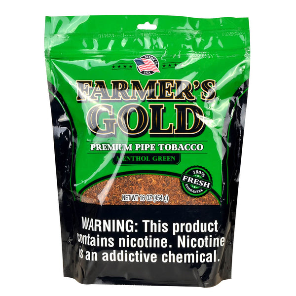Farmer's Gold Menthol Green Pipe Tobacco 16oz Resealable Bag Front View