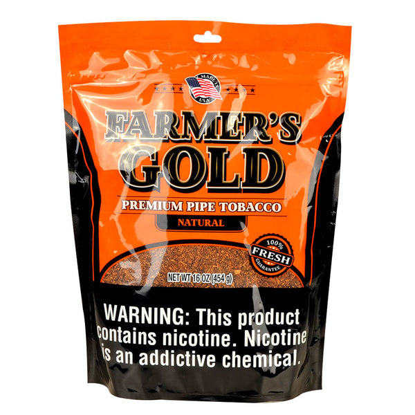 Farmer's Gold Natural Pipe Tobacco 16oz Resealable Bag Front View