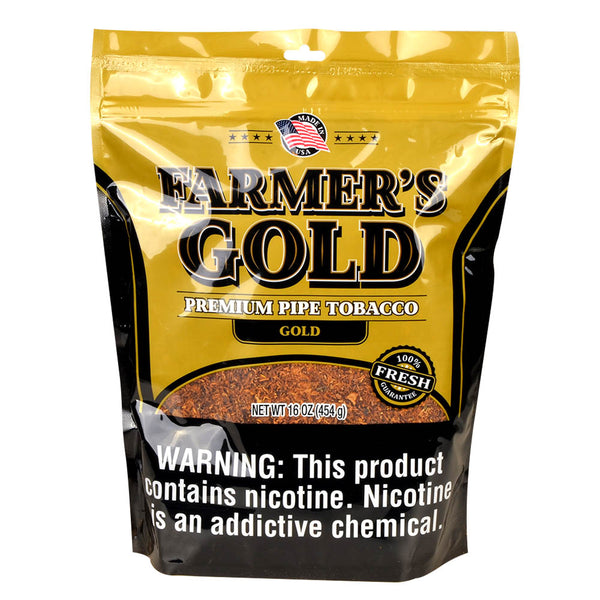 Farmer's Gold Pipe Tobacco Gold Blend 16oz Bag - Front View Premium Smooth Tobacco