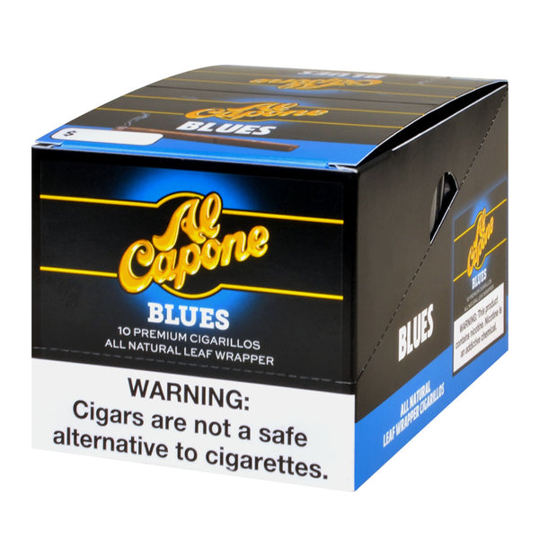 Al Capone Blues Cigarillos 10 Packs of 10 Display Box with Natural Leaf Wraps