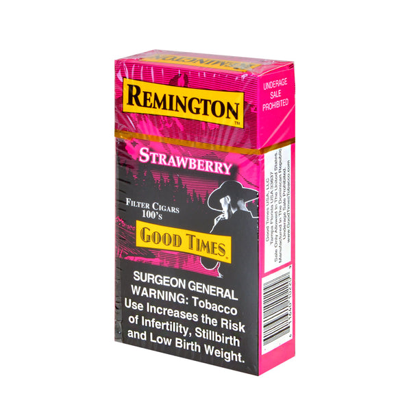 Remington Strawberry Filtered Cigars 10 Packs of 20 Carton Box Front View
