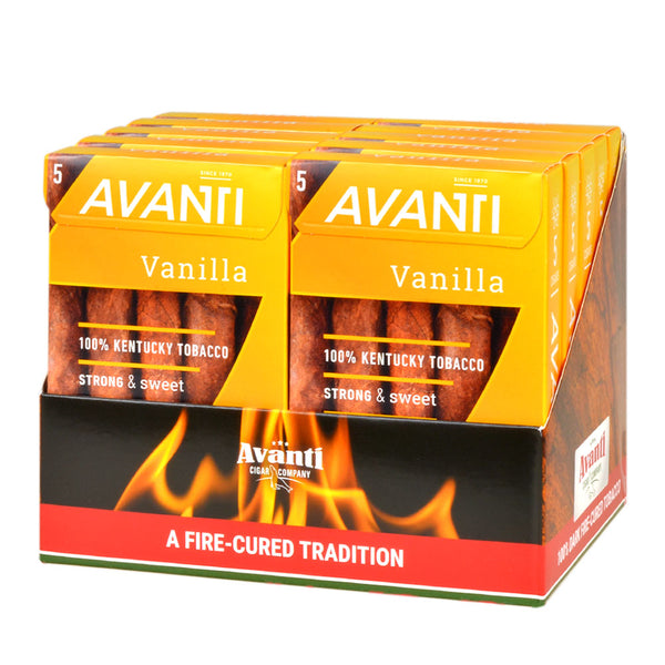 Parodi Avanti Vanilla Flavored Cigars 10 Packs of 5 - 50 Count Bulk Packaging Kentucky Fire-Cured Tobacco