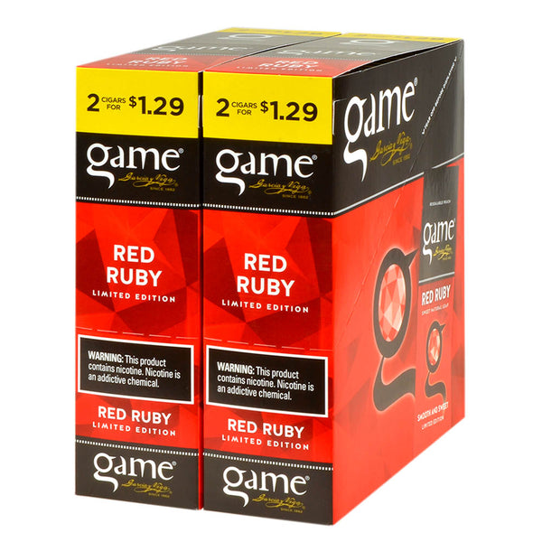 Game Vega Cigarillos Red Ruby Foil 30 Pouches of 2 Display Box 60 Count