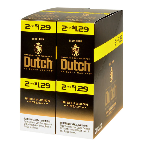 Front view of Dutch Masters Irish Fusion 30 Count Bulk Display Box