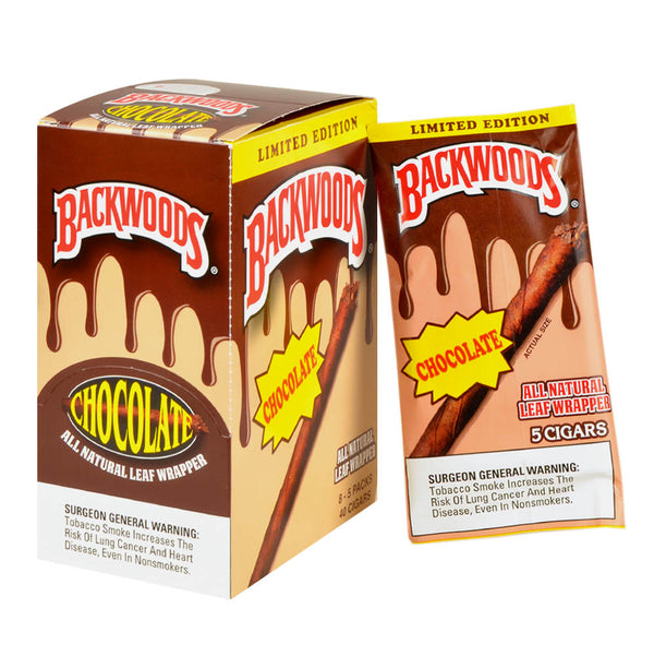 Backwoods Chocolate Cigarillos 8 Packs of 5 (40 Count) Limited Edition Box and Sealed Pouches