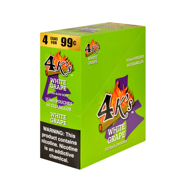 4 Kings White Grape Cigarillos 15 Packs of 4 Box Packaging Wholesale