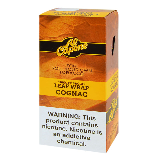Al Capone Tobacco Leaf Wrap Cognac 18ct Box - Premium Natural Leaf Blunt Wraps with Cognac Infusion