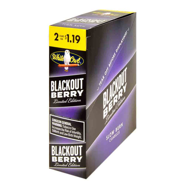 White Owl Blackout Berry Cigarillos 30 Packs of 2 Box with FoilFresh Resealable Pouches