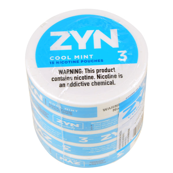 ZYN Cool Mint Nicotine Pouches 5 Can Roll - 3mg and 6mg Tobacco-Free Peppermint Pouches