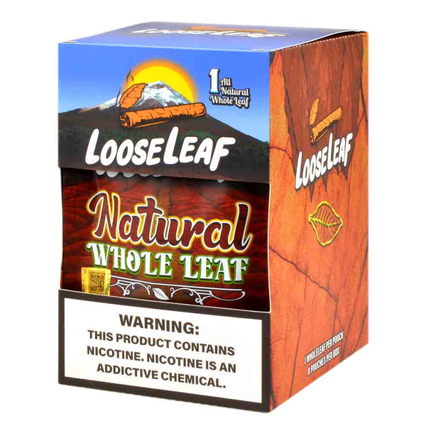 Loose Leaf Whole Leaf Tobacco Wrap packaging showing natural unprocessed tobacco leaf for custom blunt wraps