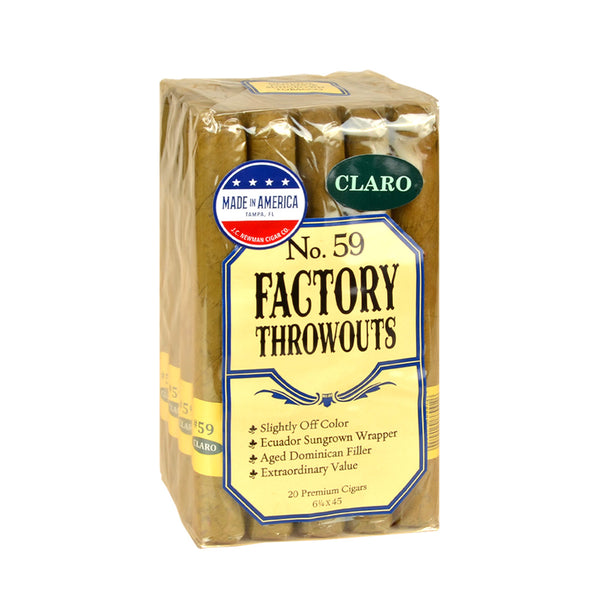 Factory Throwouts No. 59 Claro Lonsdale Cigars Bundle of 20 by J.C. Newman
