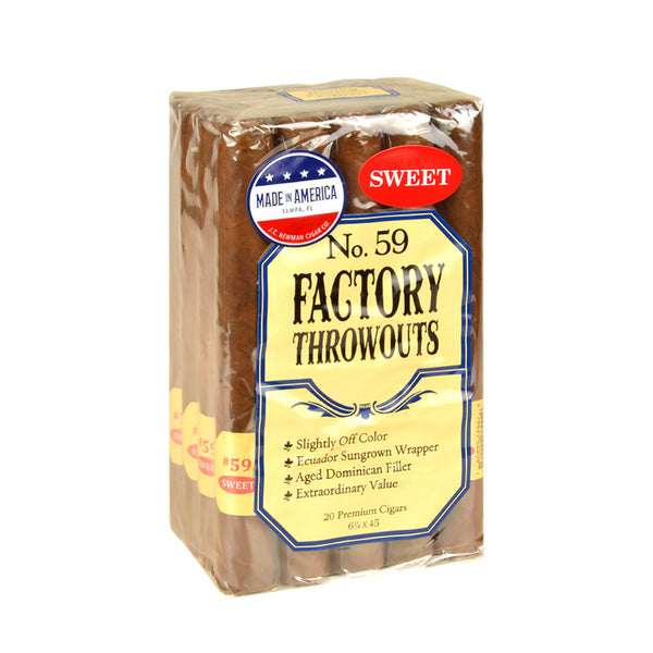 Factory Throwouts No. 59 Sweet Premium Cigars Bundle of 20 - Lonsdale Vitola with Ecuadorian Connecticut Wrapper
