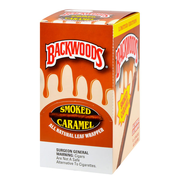 Backwoods Smoked Caramel Cigarillos 8 Packs of 5 Display Box with 40 Natural Leaf Cigars