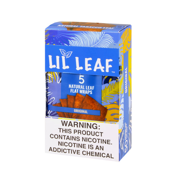 Lil Leaf Natural Leaf Wraps Original 5-Pack resealable pouch featuring 100% natural Dominican tobacco flat wraps