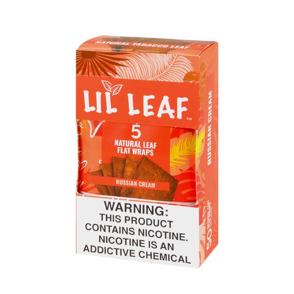Lil Leaf Natural Leaf Wraps Russian Cream 5-pack resealable pouch featuring premium Dominican tobacco flat wraps