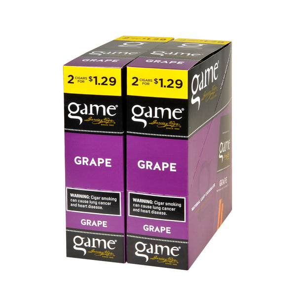 Bulk 30 Count Box of Game Vega Grape Cigarillos 60 Total Cigars