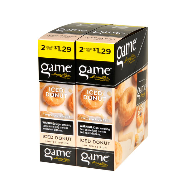 Game Vega Cigarillos Iced Donut Foil 30 Pouches of 2 Display Box and Packaging showing 60 count total
