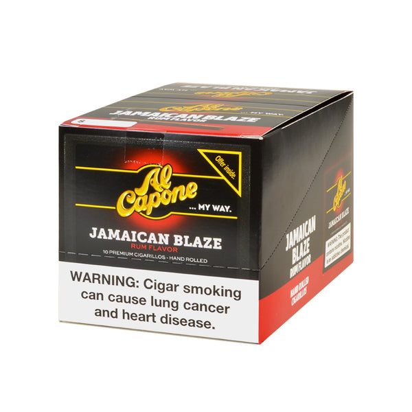 Al Capone Slims Rum Jamaican Blaze Cigarillos 10 Pack Display Box 100 Count