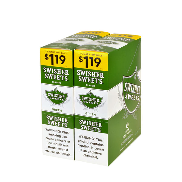 Swisher Sweets Green Cigarillos 30 Packs of 2 Bulk Display Box