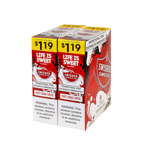 Swisher Sweets Regular Cigarillos 30 Packs of 2 Bulk Display Box