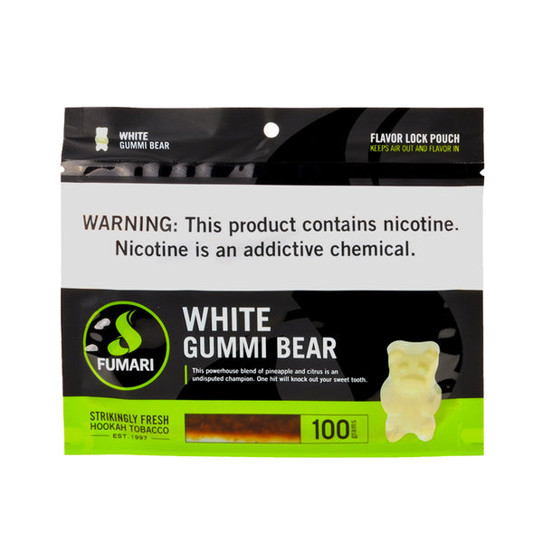 Close-up of Fumari White Gummi Bear Shisha Tobacco Texture and Blonde Leaf Cut